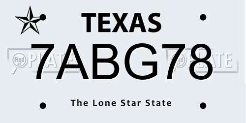 7ABG78 Texas License Plate