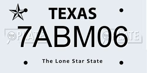 7ABM06 Texas License Plate