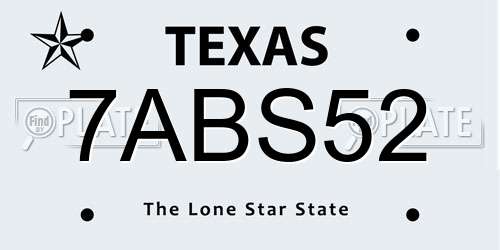 7ABS52 Texas License Plate