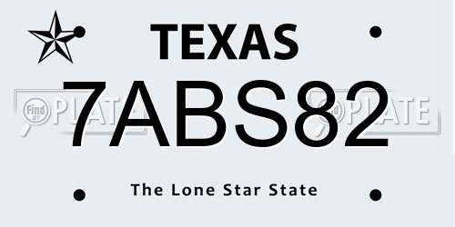 7ABS82 Texas License Plate