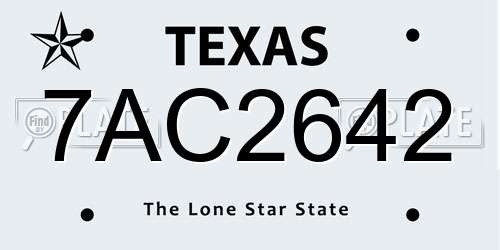 7AC2642 Texas License Plate