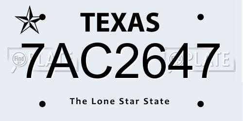 7AC2647 Texas License Plate