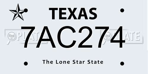 7AC274 Texas License Plate