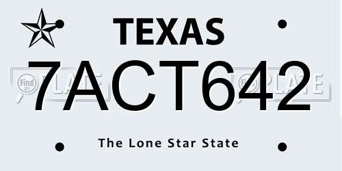 7ACT642 Texas License Plate
