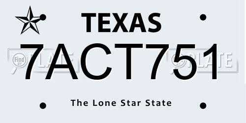 7ACT751 Texas License Plate
