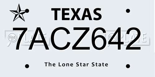 7ACZ642 Texas License Plate