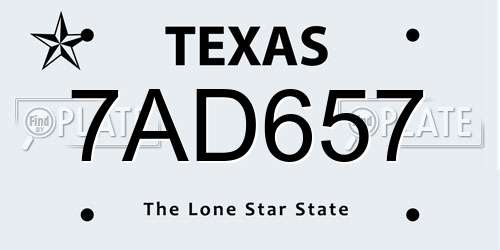 7AD657 Texas License Plate
