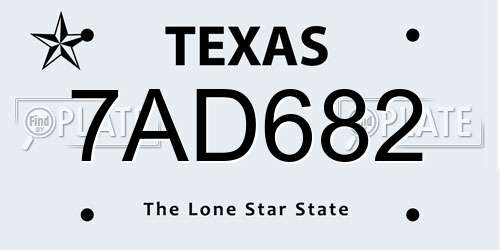 7AD682 Texas License Plate