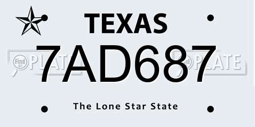 7AD687 Texas License Plate