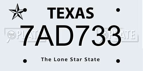 7AD733 Texas License Plate