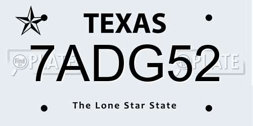 7ADG52 Texas License Plate