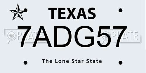7ADG57 Texas License Plate