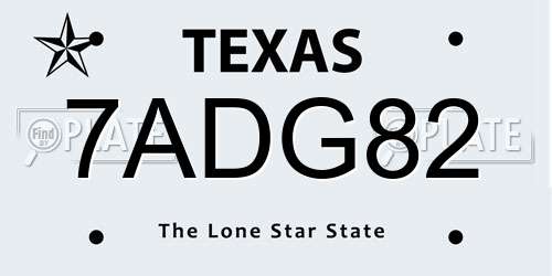 7ADG82 Texas License Plate