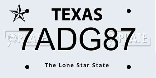 7ADG87 Texas License Plate