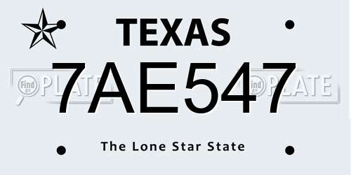 7AE547 Texas License Plate