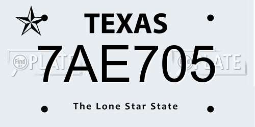 7AE705 Texas License Plate