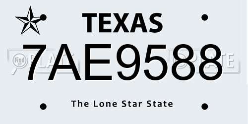 7AE9588 Texas License Plate