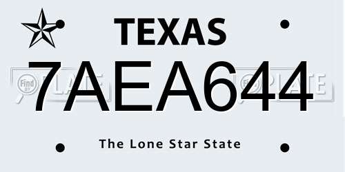 7AEA644 Texas License Plate