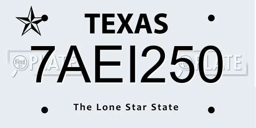 7AEI250 Texas License Plate
