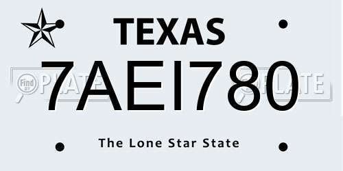 7AEI780 Texas License Plate