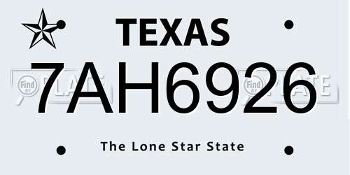 7AH6926 Texas License Plate