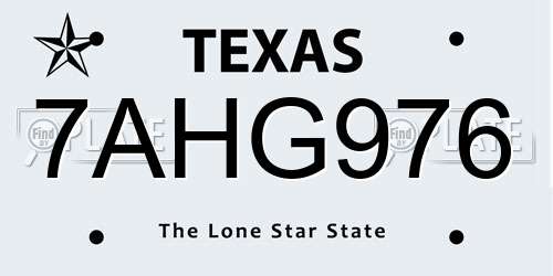 7AHG976 Texas License Plate