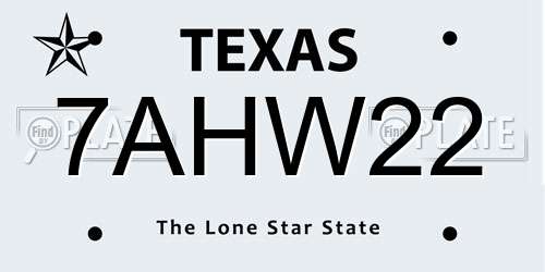 7AHW22 Texas License Plate