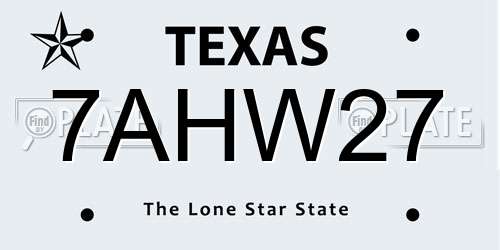 7AHW27 Texas License Plate