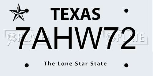 7AHW72 Texas License Plate