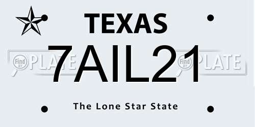 7AIL21 Texas License Plate