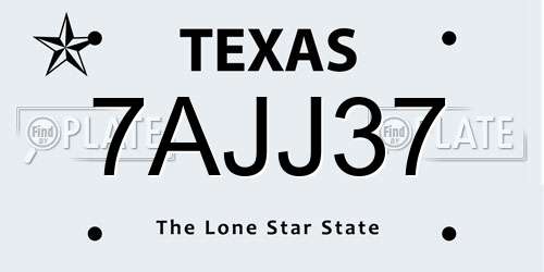 7AJJ37 Texas License Plate