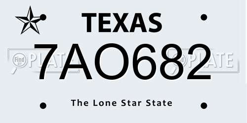 7AO682 Texas License Plate
