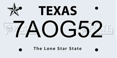7AOG52 Texas License Plate