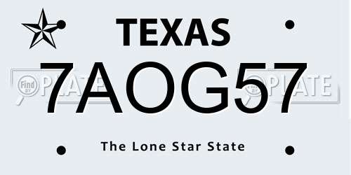 7AOG57 Texas License Plate