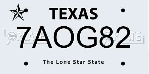 7AOG82 Texas License Plate