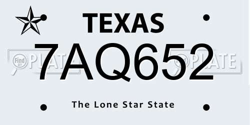 7AQ652 Texas License Plate