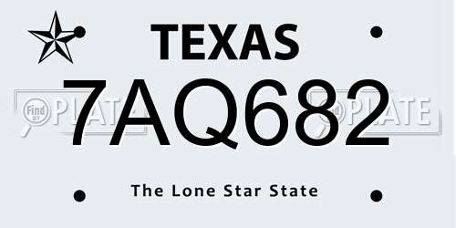 7AQ682 Texas License Plate