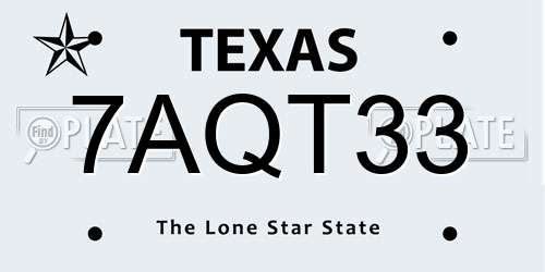7AQT33 Texas License Plate