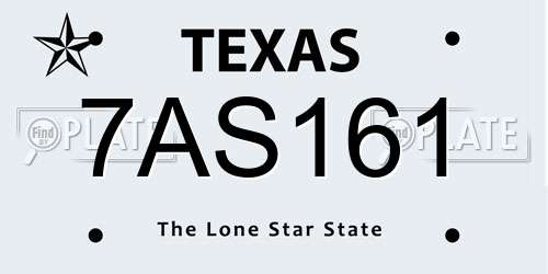 7AS161 Texas License Plate