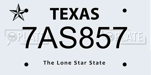 7AS857 Texas License Plate