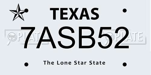 7ASB52 Texas License Plate