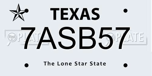 7ASB57 Texas License Plate