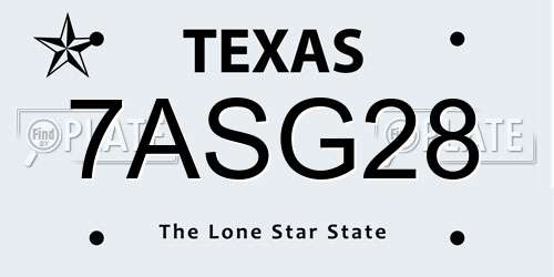 7ASG28 Texas License Plate
