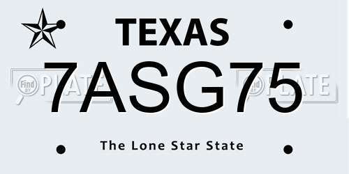 7ASG75 Texas License Plate