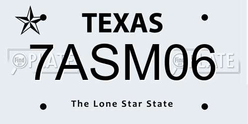 7ASM06 Texas License Plate