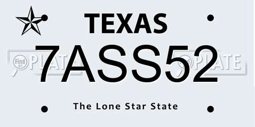 7ASS52 Texas License Plate