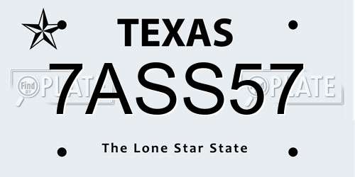 7ASS57 Texas License Plate