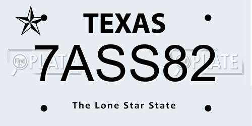7ASS82 Texas License Plate