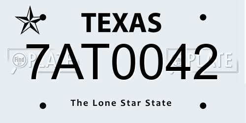 7AT0042 Texas License Plate
