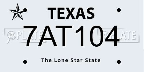 7AT104 Texas License Plate